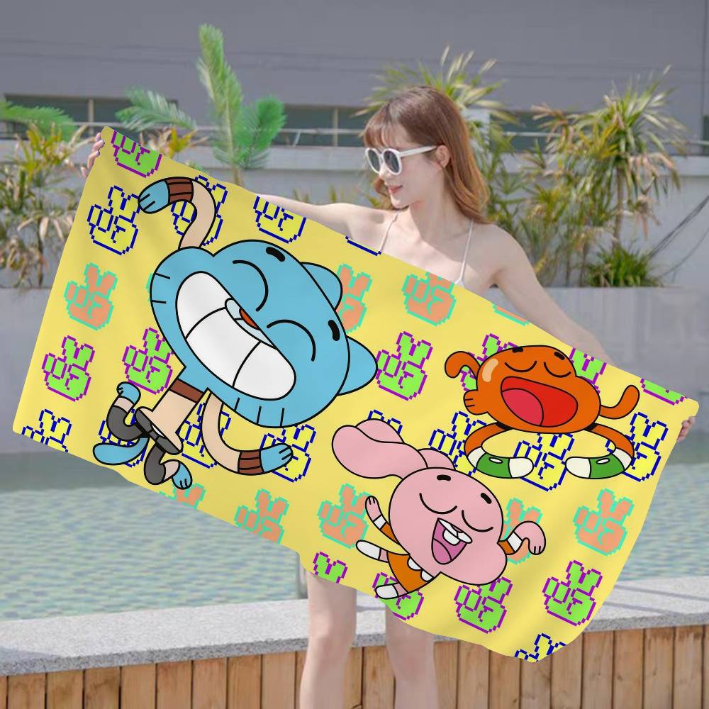 Das A-Amazing W-World Of G-Gumball Strandtuch Bunte Handtücher für Mädchen Mikrofaser Schnelltrocknend Individuell Sandfrei Strand Yoga
