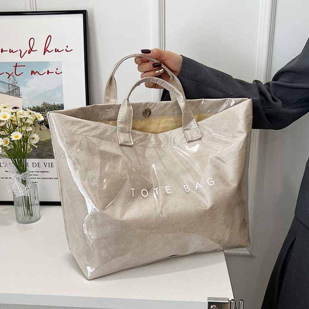 Tote Bag Transparent Jelly Bag Storage Bag Letter Prints Handbags Travel PVC Tote Bag  Swimming