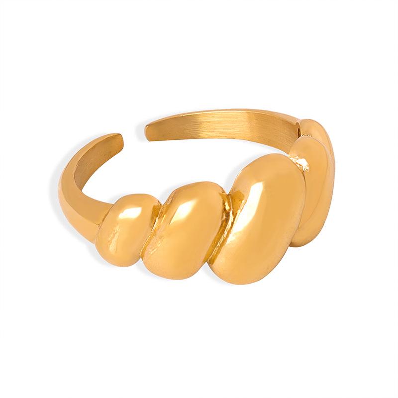 18k Gold Geometric Open Knuckle Ring - Non-Fading Retro Design for Couples