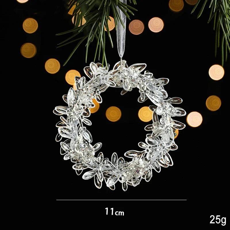 Weihnachts-Eiskristall-Anhänger Weihnachtsbaum-Anhänger Transparente Acryl-Engel-Licht Luxuriöse Szenen-Dekoration Requisiten Silvester 2025