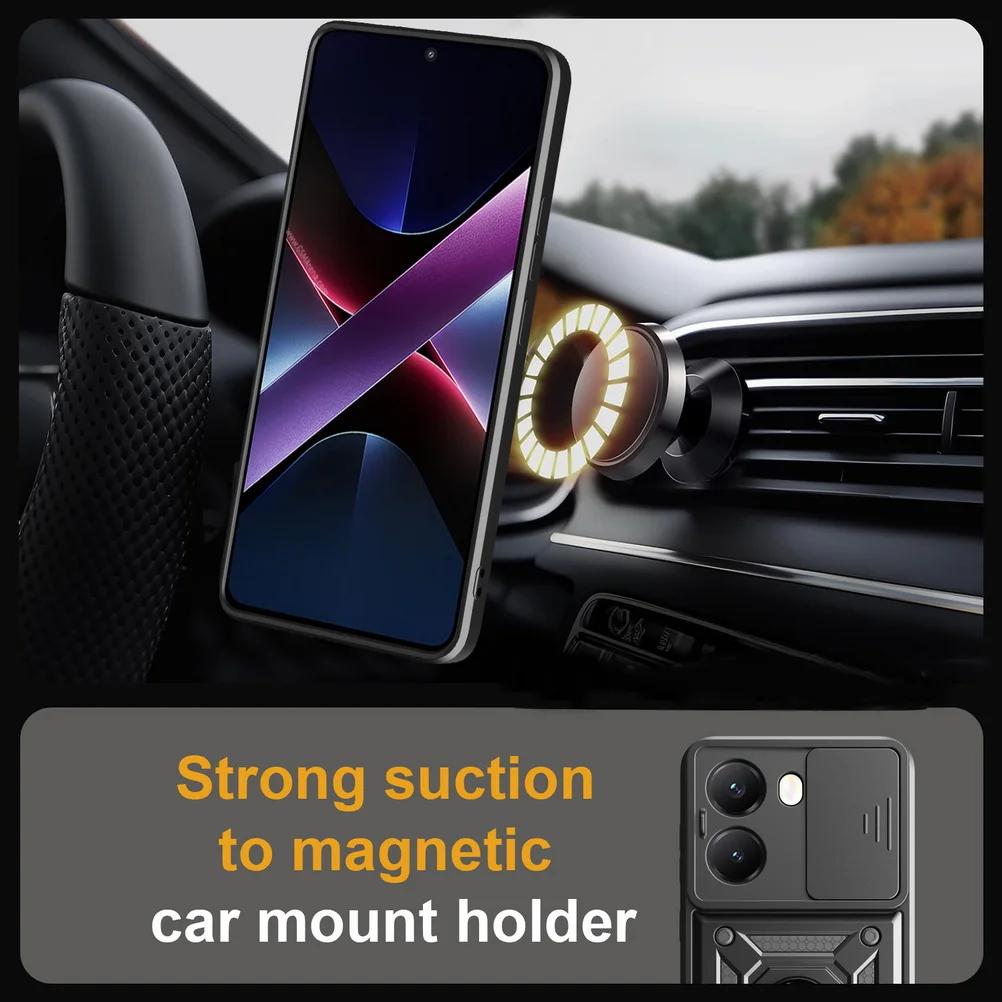 Rugged Armor Lens Camera Protect Case for XiaoMi POCO X7 Pro X7 F6 M6 X6 Pro Neo F5 Pro X5 F4 GT X4 F3 Hybrid Metal Ring Holder Cover