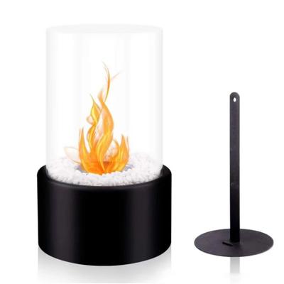 Feuerstelle für den Schreibtisch mit transparenter Glasabdeckung, für drinnen und draußen, für Hinterhof, Balkon, Terrasse, Tischkamin, robuste tragbare Herdplatte, Brennerwärmer, Dekoration
