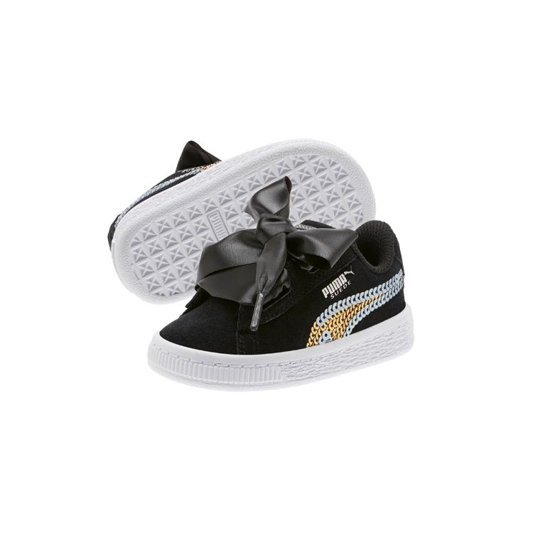 Puma Suede Heart Trailblazer Sqn Bow Casual Low-Top Kids Sneakers Kids Sneakers Black 368954-02