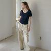 Elssibeui Scoop Neck Rib Knit Top_Navy