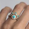 European & American Retro Turquoise Ring: Vintage-Style French Women's Couple Rings