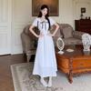 French Gentle Wind Lace Doll Collar Short Sleeve Dress Summer New Waist Skinny Temperament Long Dress Women