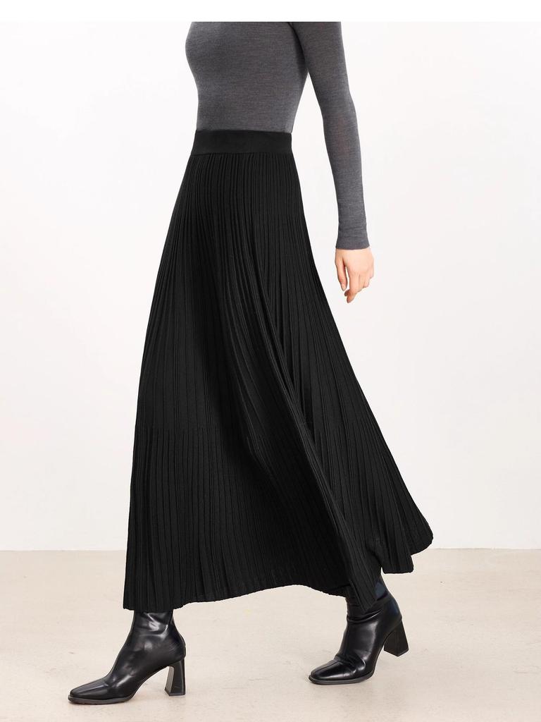 Warm Pleated A-line Knit Skirt - Winter Versatile Commute