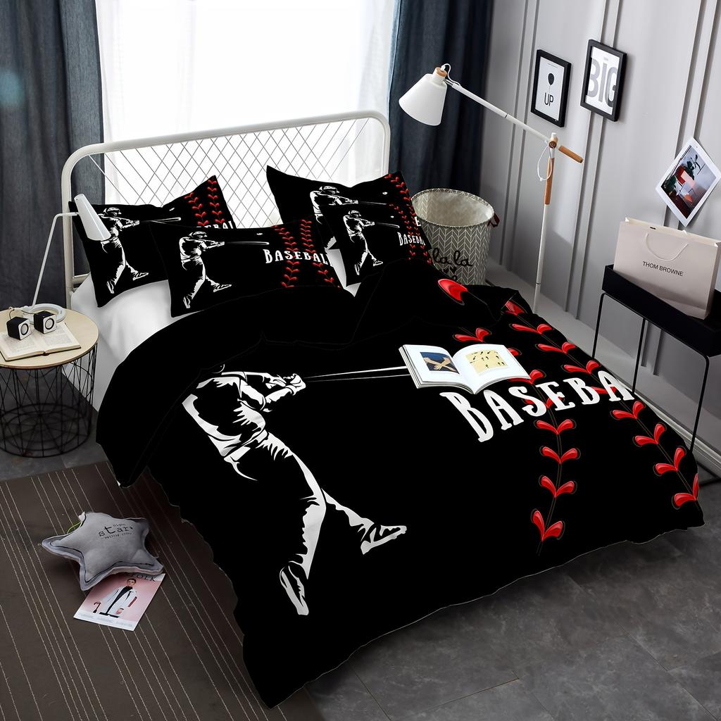 2/3pcs Duvet Cover Set, Baseball Pattern Printed Bedding Set, Soft Comfortable Duvet Cover, For Bedroom, Guest Room