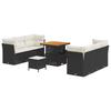 Garden Sofa Set with Cushions 9 Pcs Black and Cream Poly Rattan