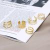 5pcs;Orecchini a clip con foglie color argento per donna Uomo Creativo semplice polsino per orecchio a C senza piercing Set di gioielli di tendenza regalo