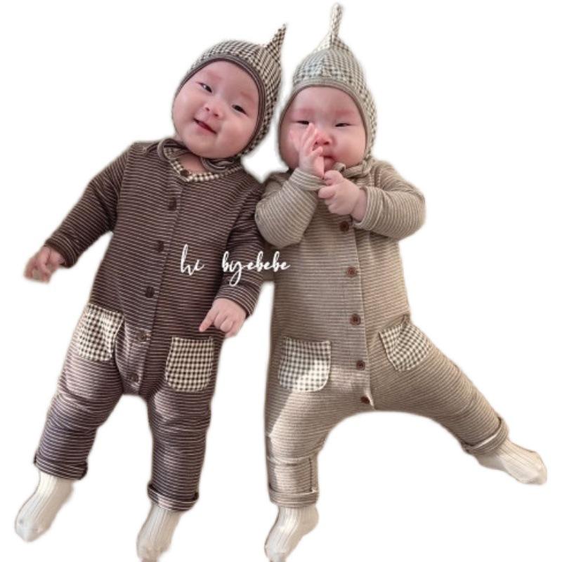 Korean Style Newborn Baby Striped Romper Pajamas