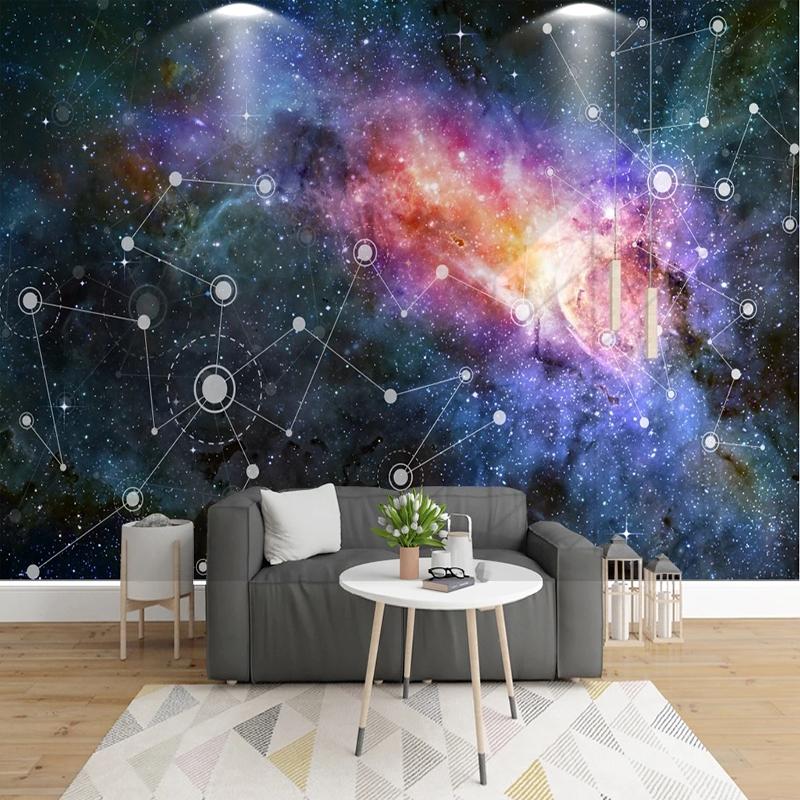 

3D Creative Sky Universe Lines Wallpaper Restaurant Clubs KTV Bar Mural Wallpaper Modern Art Decor Fresco Papel De Parede 3D 200 cm(W) x 140 cm(H)