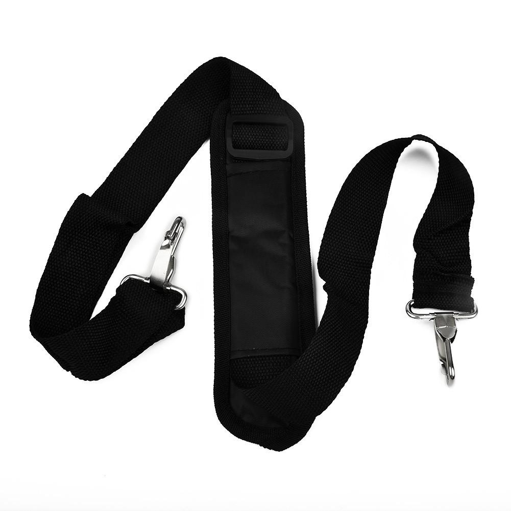 For Brush cutter and trimmer shoulder harness strap with adjustable fit metal security clip and integrated carry hook