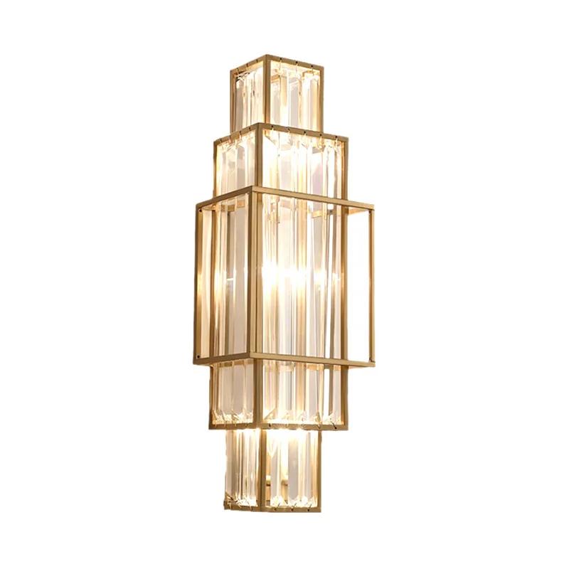 Nordic minimalist luxury glass crystal wall lamp modern design living room home decoration geometry indoor LED lighting fixtures