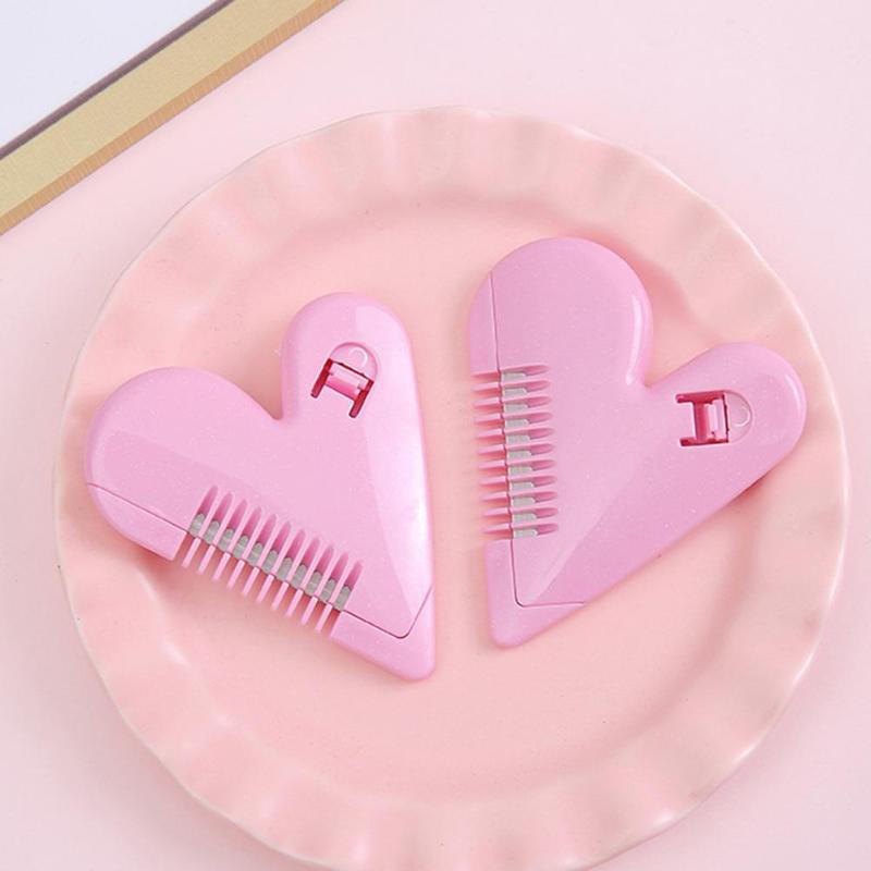 Pink Mini Hair Trimmer Love Heart Shape Hair Cutting Comb Body Hair Removal Pubic Hair Brushes With Blades