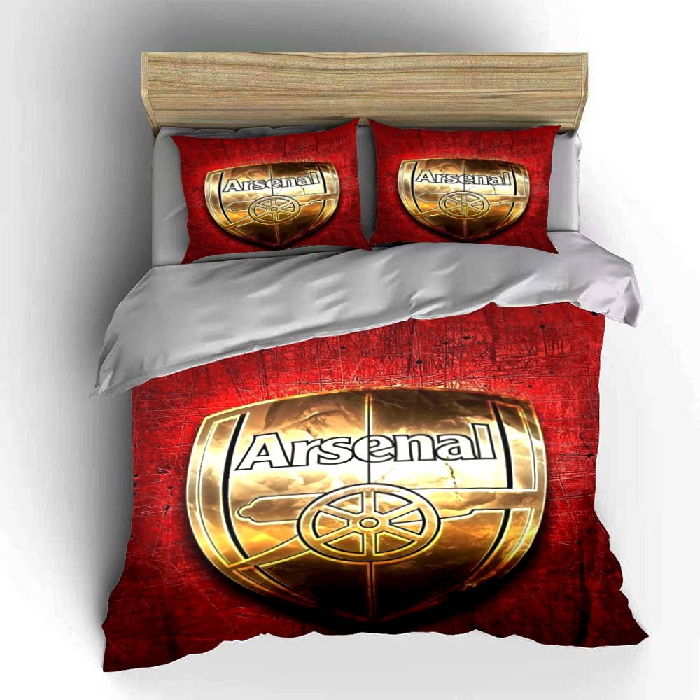 Arsenal Logo Set Biancheria da Letto Rossa Copripiumino Federe Decorazione per la Casa (1 * Copripiumino 2 * Federe, senza piumino)
