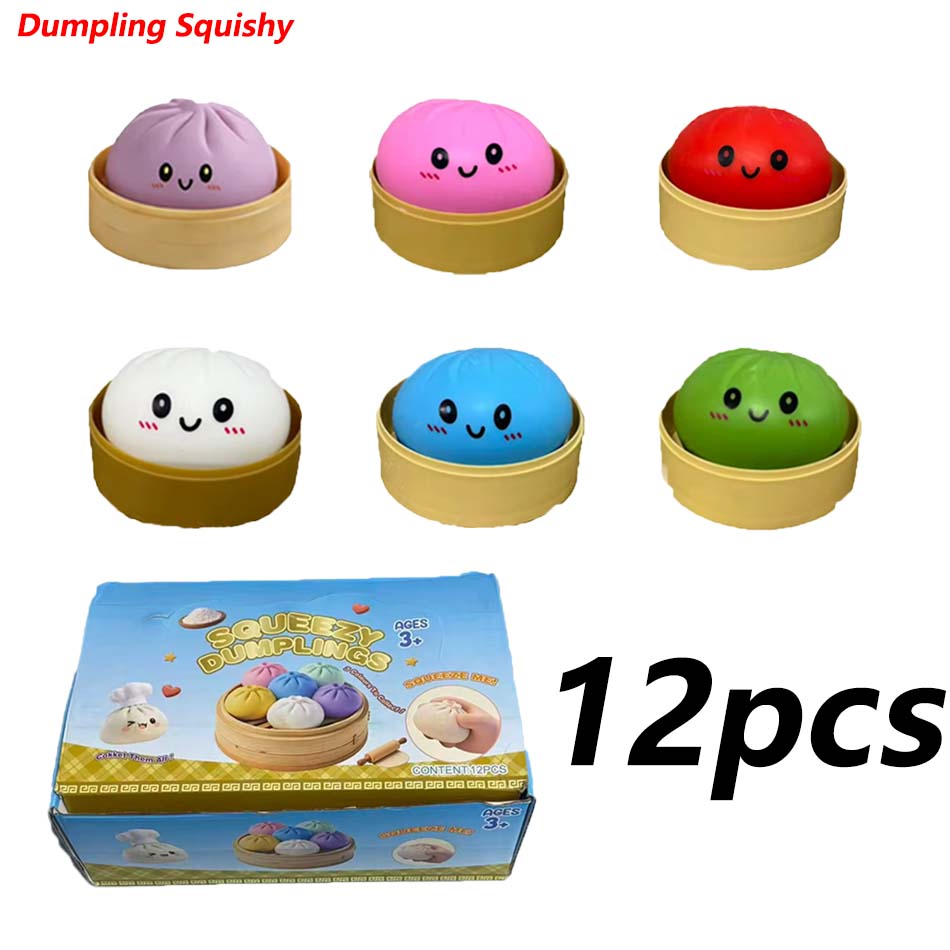Favorite Toy Dumpling Pressure Dumpling Squishies Cute Colorful Bun Toy Slow Rising Stress Relief Fidget Toy For Kids Adults Anti-Anxiety Gif