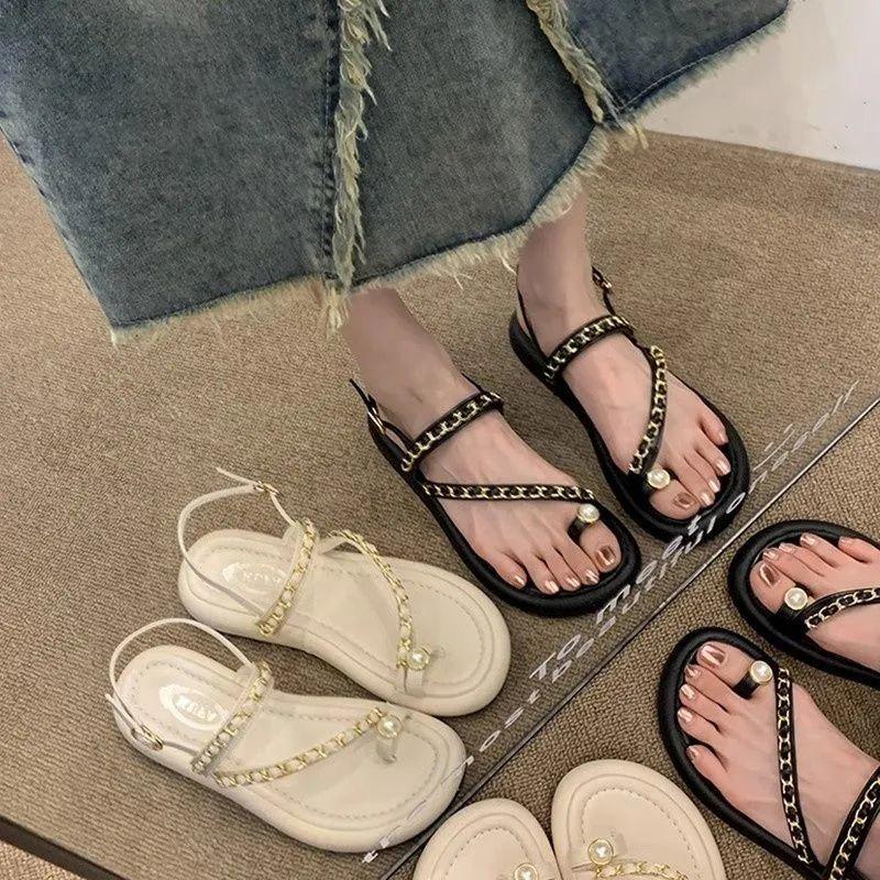 One word with sandals women's new summer super fairy fashion temperament versatile comfortable platform Roman shoes
