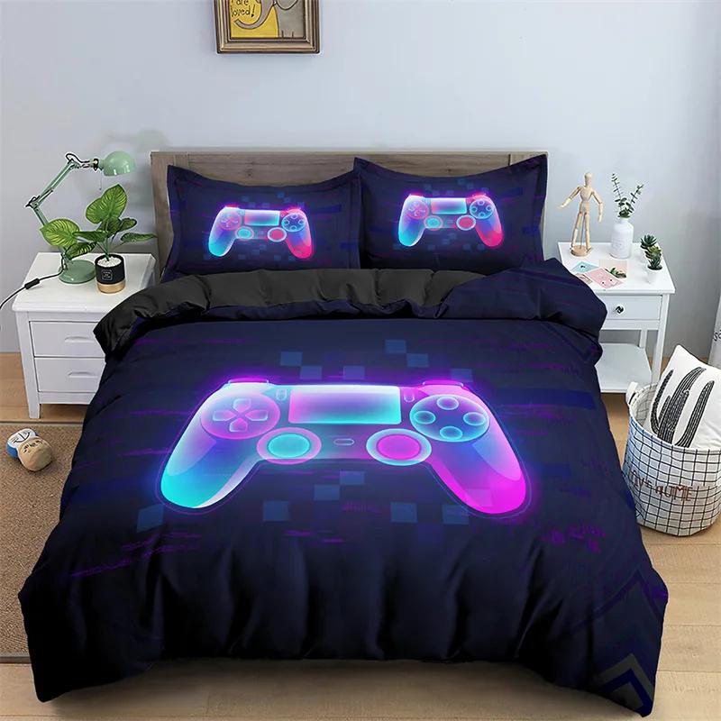 Soft Game Twin Full Queen King Bedding Set Microfiber Gamepad Controller Print Duvet Cover Set Boys Video Games Comforter Cover
