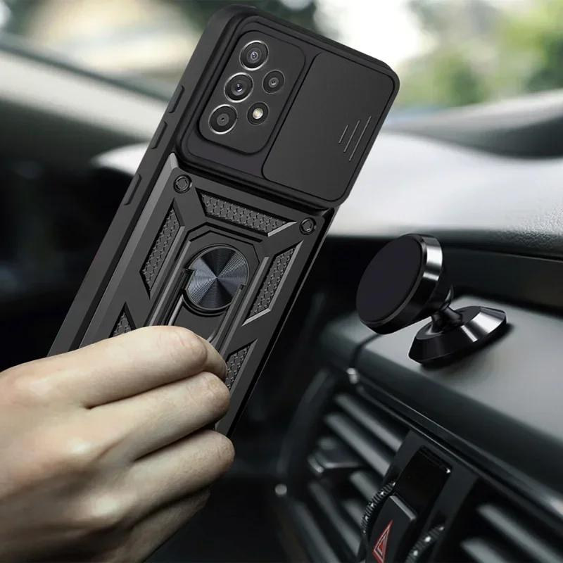 Kryt na objektiv fotoaparátu Armor Slide pro Samsung Galaxy S24 S23 S22 S21 S20 Plus Note 20 Ultra A54 A53 5G S23 S20 FE Kryt s nárazníky