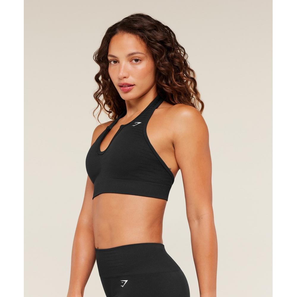 Gymshark Steel Seamless Halter Neck Bra Gs Black B6b7d Bb2j