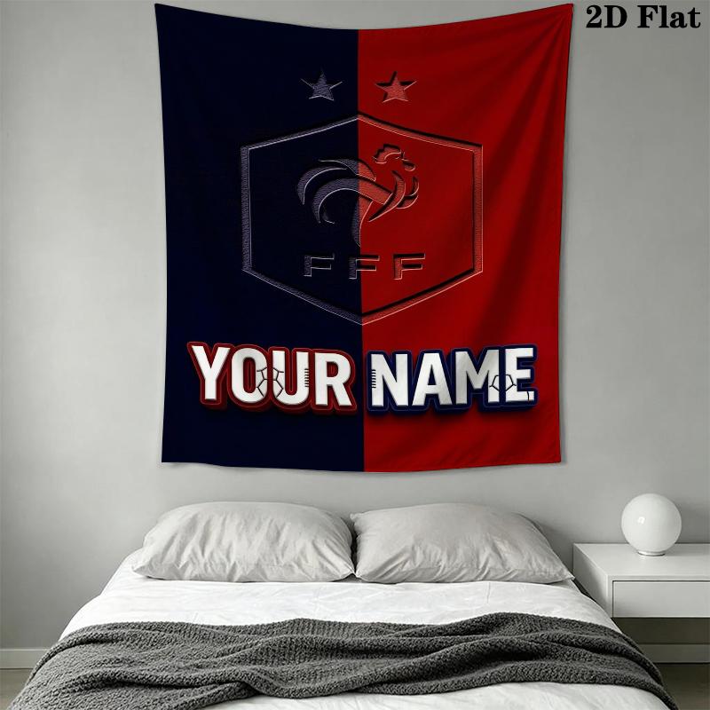 Custom Name Rooster France Wall Tapestry Aesthetic Wall Hanging Printed Fabric Blanket Decorative Tapestries for Bedroom Living Room Home Decor