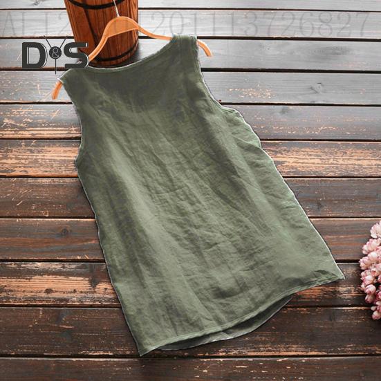 Dámská vesta Kulatý výstřih Bez rukávů Jednobarevná Tílka Volný střih Dekorace knoflíky Letní tílko pro každodenní nošení