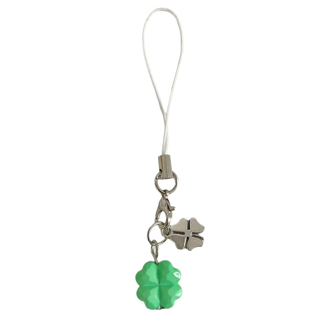 Stylish Green Clover Phone Charm Durable Alloy Pendant For Keys Bags Good Luck Gift Stylish Phone Strap Charm