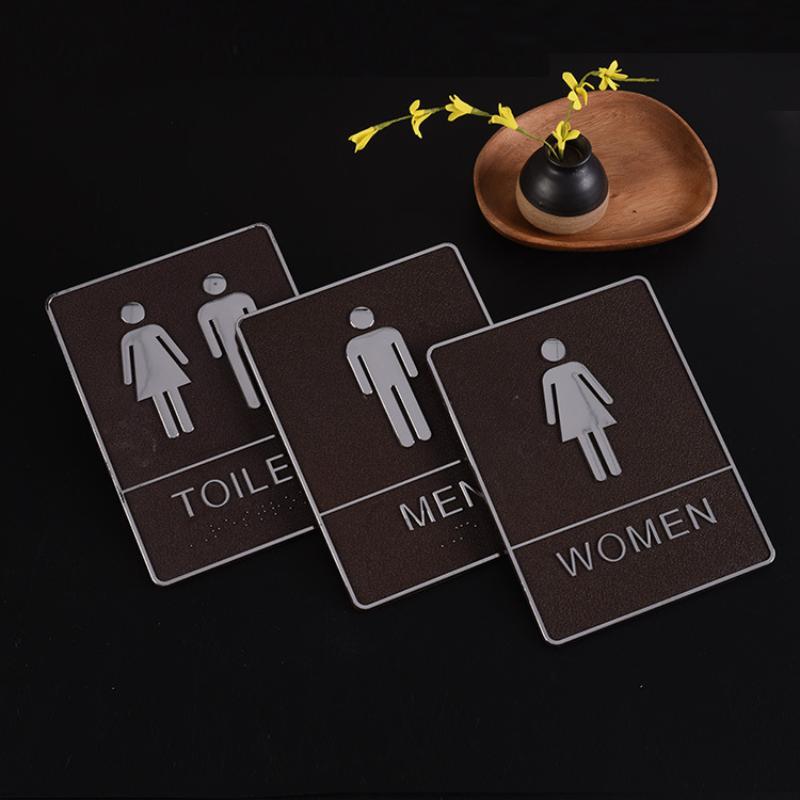 Self-Adhesive Bathroom Sign Restroom Door Sign Men Women Restroom Sign Board Washroom Sign Mark Office Mall Removable Sticker