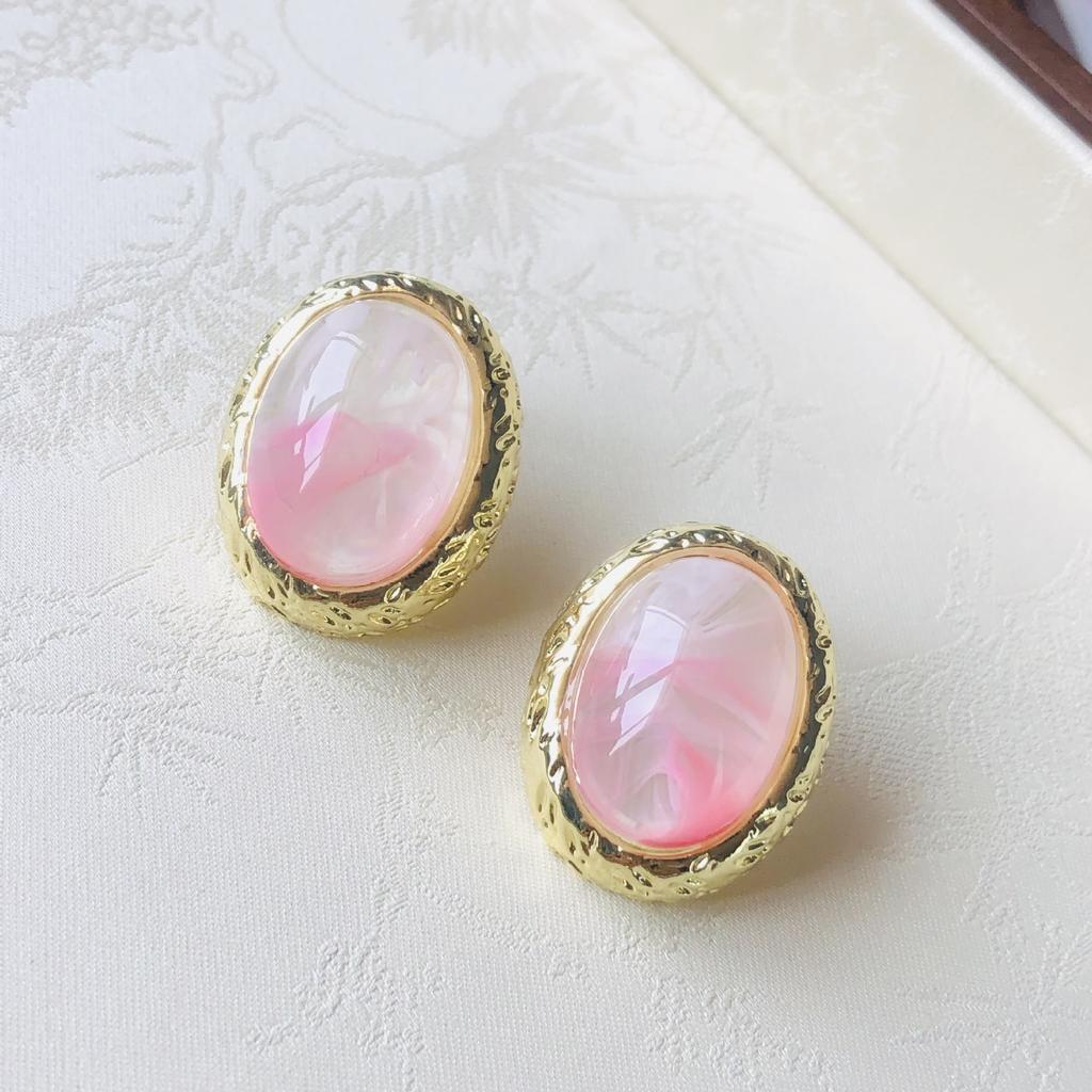 Vintage High-End Oval Texture Tiger Eye Stud Earrings Luxury Minimalist Design Luxury Feelings Jewelry Accessories