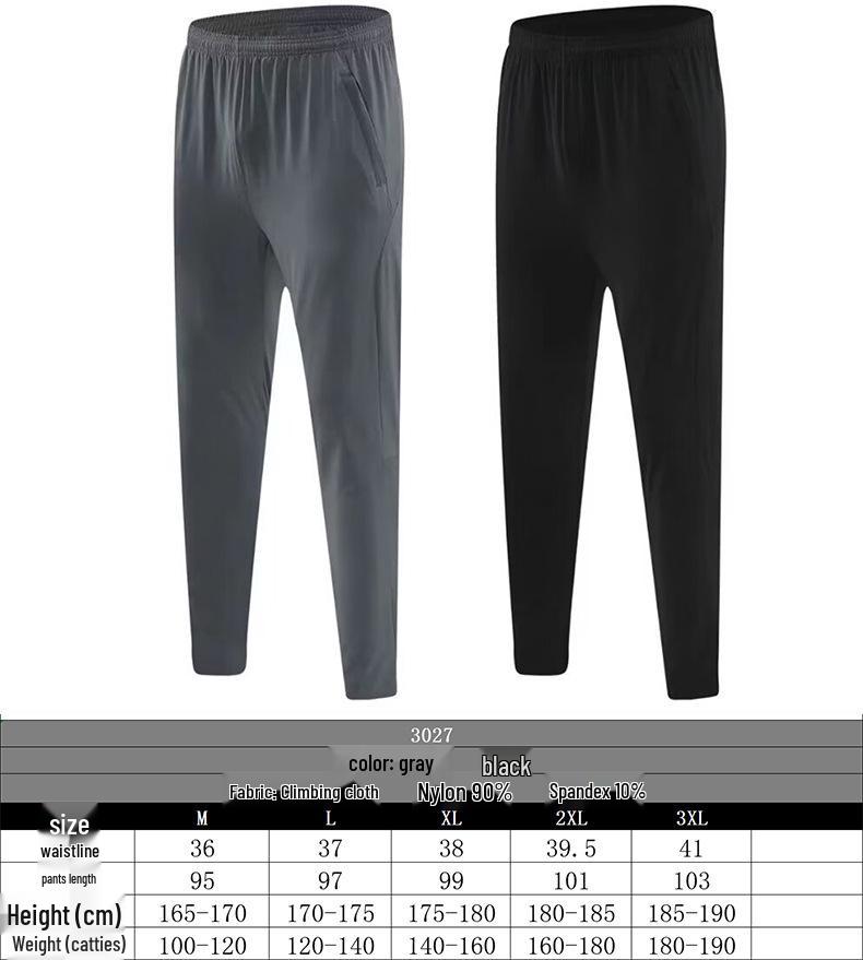 Summer 2024 Men's Quick-Dry Ice-Feel Sports Pants - Elastic, Breathable, Tapered Running & Fitness Pants
