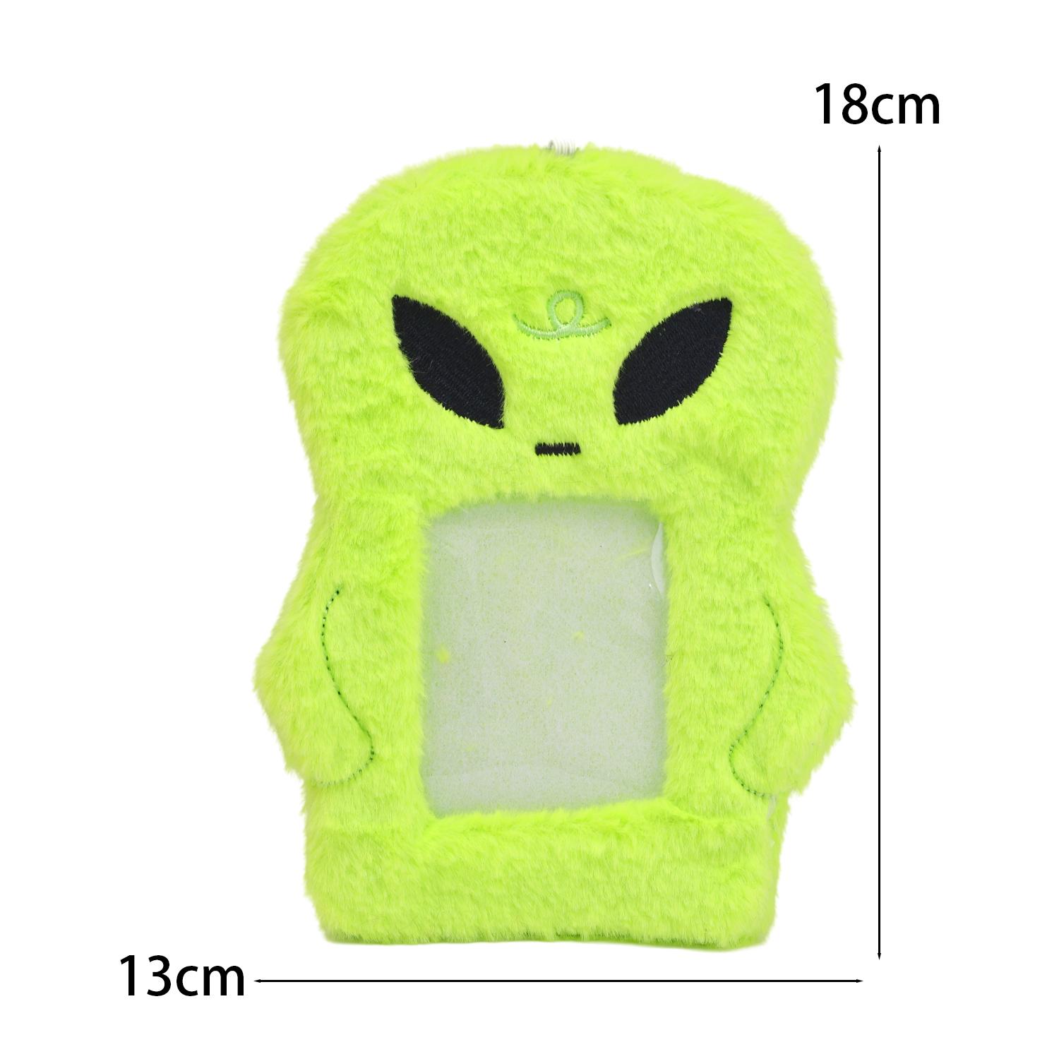

Cartoon Alien Plush Card Holder Pendant 3 Inch ID Card Meal Card Scratch-proof Storage Case Idolize Po Storage Case Decor зелёный