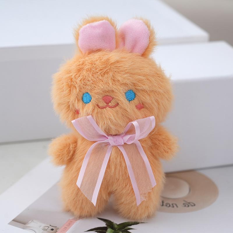 Whimsical Plush Bear And Rabbit Keychain Adorable Stuffed Animal Doll Backpacks For