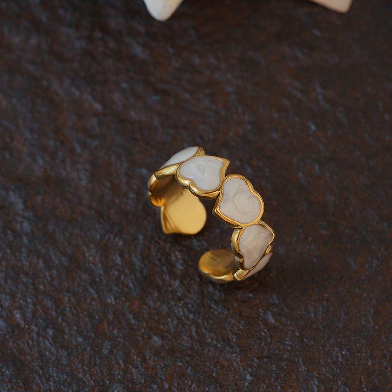 

Fashion Fall and Winter Niche Style Golden Design Texture Forefinger Ring Retro Style Versatile Personality Ins Stacked Ring 16 Heart Ring