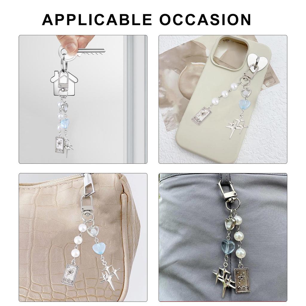 Charming Heart And Star Keychain Accessory Trendy Heart Star Bag Charm Keychain Personalized Keyrings Pendant for Women
