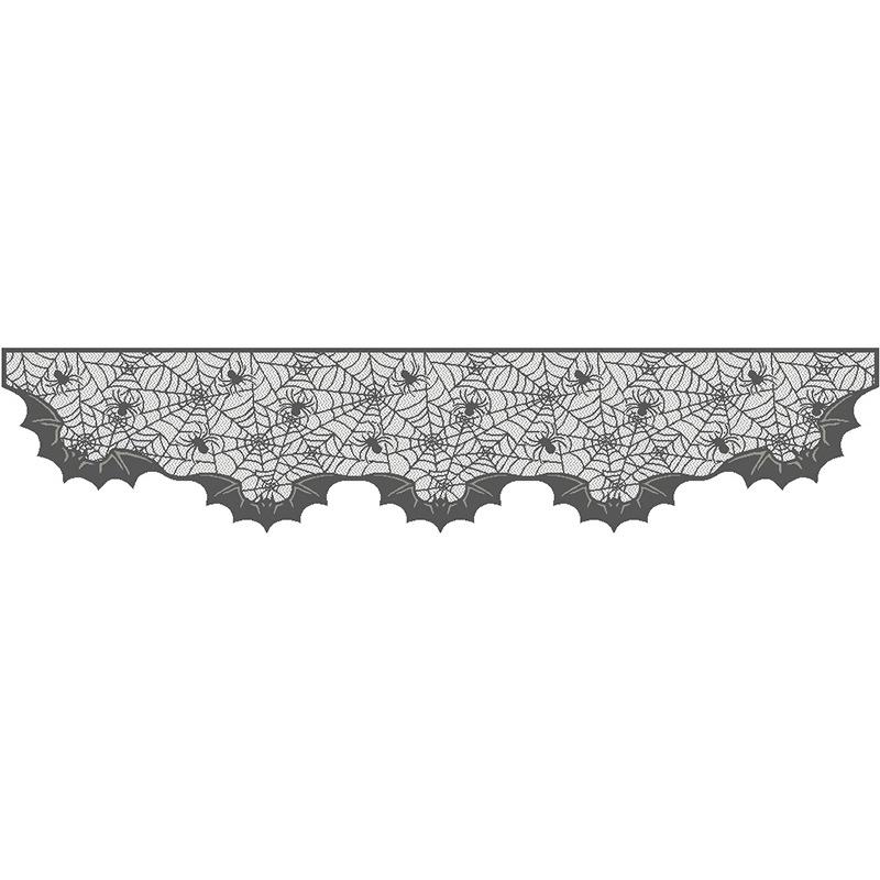 Halloween Lace Table Runner Black Spider Web Tablecloth Fireplace Cover Mantel Halloween Decor Door Curtain Home Party Props