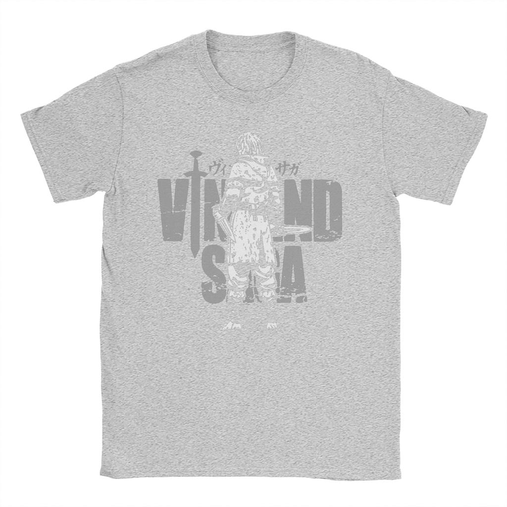 Men T-Shirt Japanese Thorfinn Karlsefni Vintage Cotton Tees Short Sleeve Vinland Saga T Shirts Round Collar Clothes Graphic