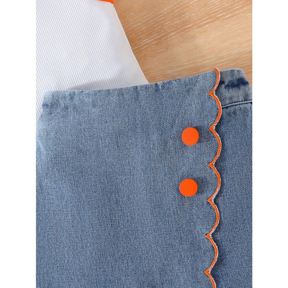 Dětské letní oblečení s krátkým rukávem Nové kojenecké dívčí tílko + kovbojský overal s krátkým rukávem Oblek pro dívky Módní oblek