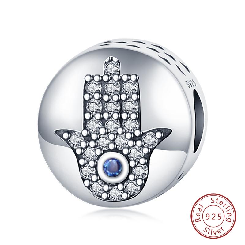 Fit 925 Silver Charms Beads Mysterious Devil's Eye Fatima's Hand Pendant Charms For Women Fine DIY Jewelry