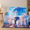 Classic S-Sonic Cartoon Game Flannel Blanket Soft Warm Throw Blanket for Bed Bedroom Living Room Travel Picnic Office Gift Kids