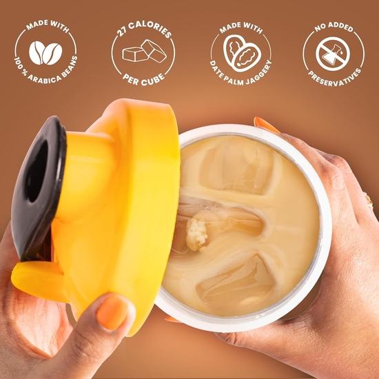 Bevzilla Instant Coffee Cubes & Bottle Pack With 10 Coffee Cubes (2 Cubes Each Flavour) & Creamy Vanilla | BPA Free Shaker 500 Ml Leak Proof