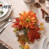 Thanksgiving Door Decor Artificial Maple Leaf Decoration, Autumn Decoration with Leaves Faux Dahlia, Exquisite Floral Rustic Hanging Ornament