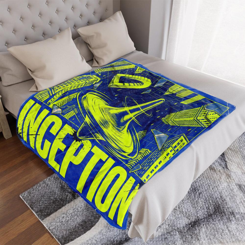 Inception Fan Season Blanket — A dreamlike, cozy blanket featuring the iconic spinning top and cityscapes, perfect for movie