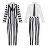 Beetlejuicee Cosplay Costume Black-and-white Striped Suit Halloween Carnival Outfits Big Size Beetle Costume Gothic Suit