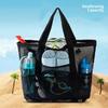 Nylon Hollow Mesh Beach Bag Large Capacity Quick Dry Pouch Single Shoulder Handheld Travel Wash Bag For Beach Travel