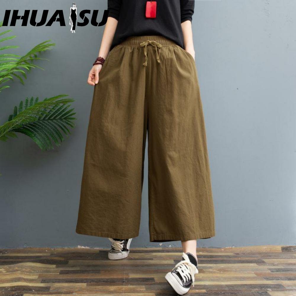 IHUASU Pantaloni e capris con stampa tinta unita casual alla moda da donna