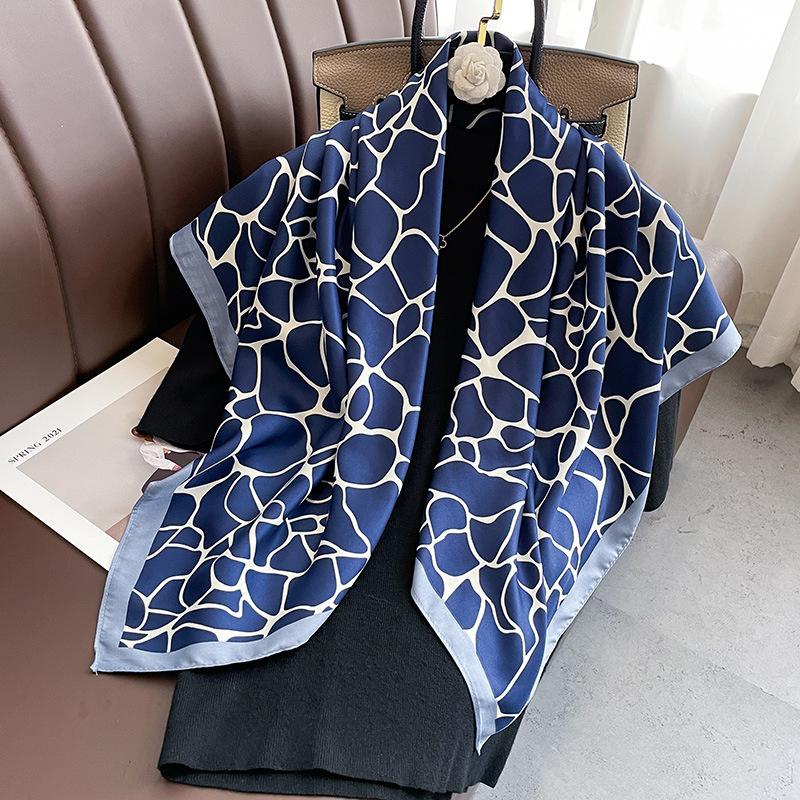 Fashion Luxury Women Scarf Silk Square Crack Print Fashion Design Hijabs Female Neckerchief Scarves Wrap Headband Bandana