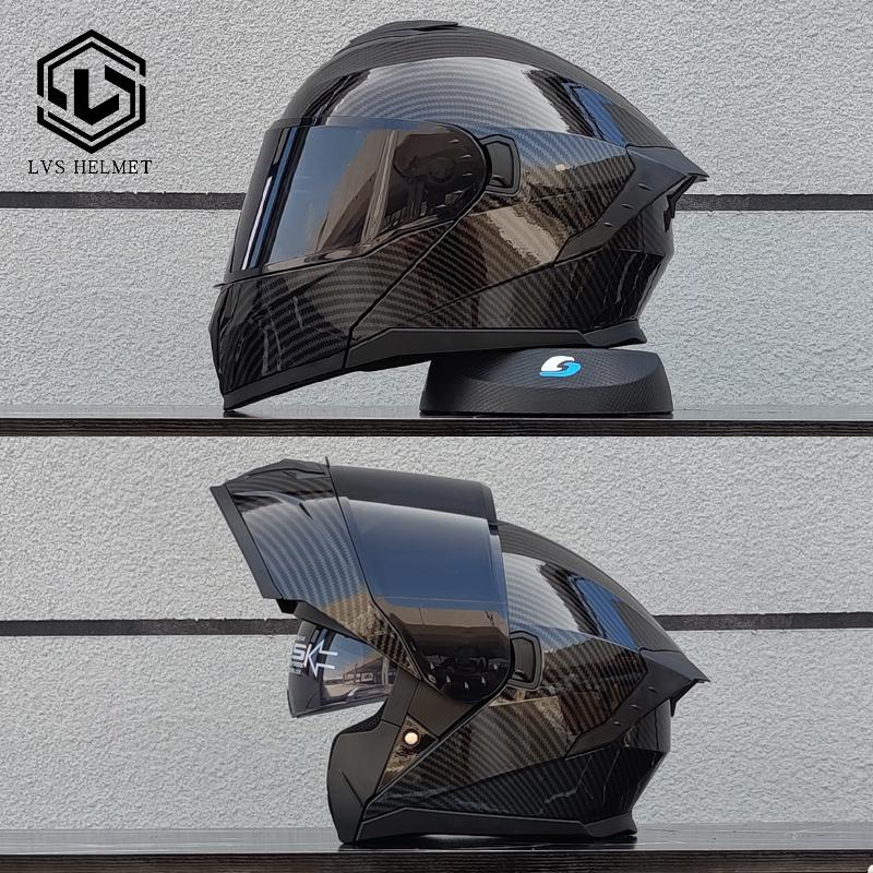 LVS Latest Motorcycle Helmet Dual Lens Modular Flip Helmet Suitable for Both Men and Women, Road Travel Full Helmet DOT 909