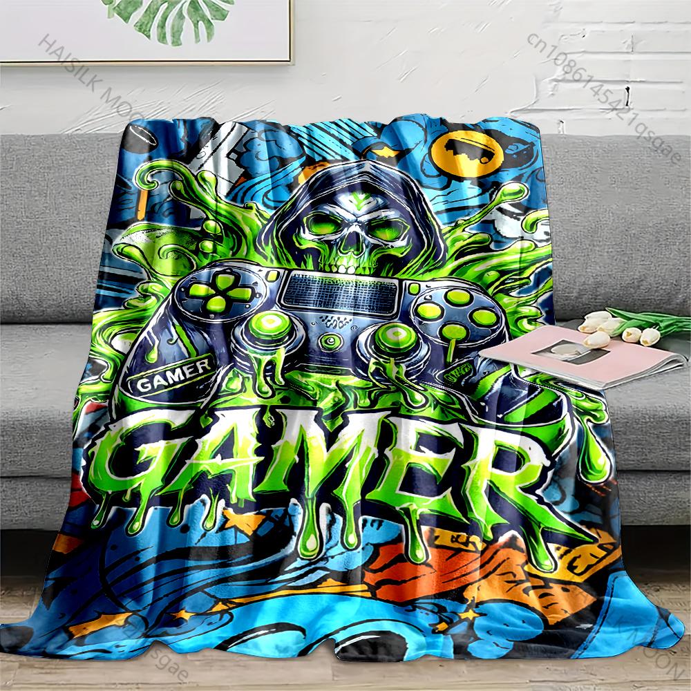 

Multiple sizes Skull holding game controller Blanket Suitable for Home Bedroom Sofa Travel Camping Blanket Various Sizes 75x100cm