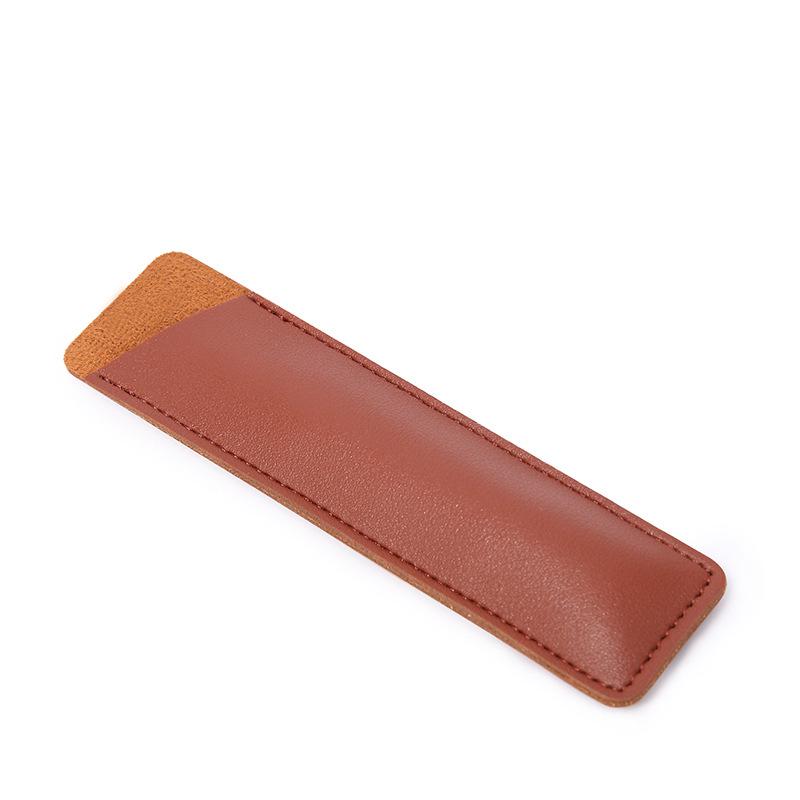 Solid Color Leather Pencil Case – Student Stationery Bag with Fountain Pen Cover